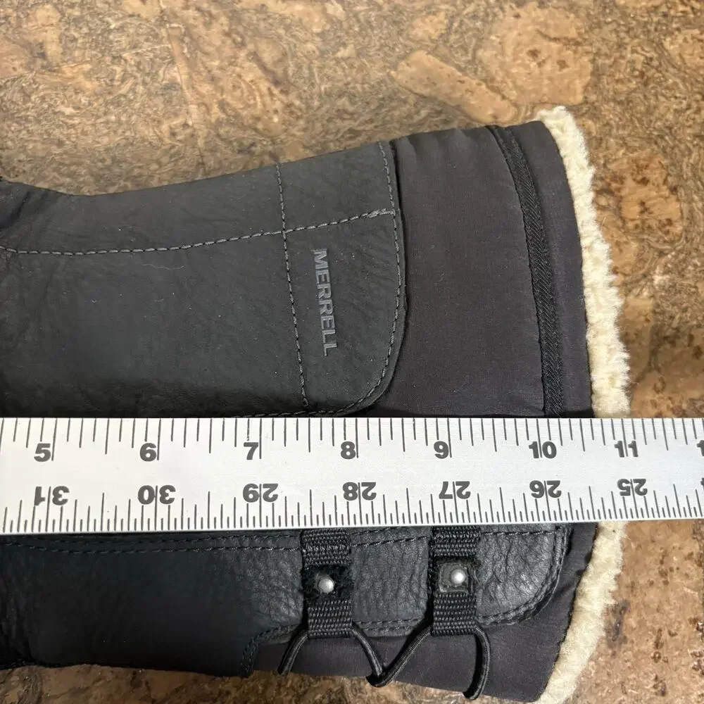 Merrell Womens Black Insulated Winter Boots US 10 Waterproof Faux Fur MId-calf